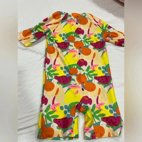 H&M Kids One-Piece Swimsuit Rashguard zip up toddler girl colorful neon - Picture 5 of 5